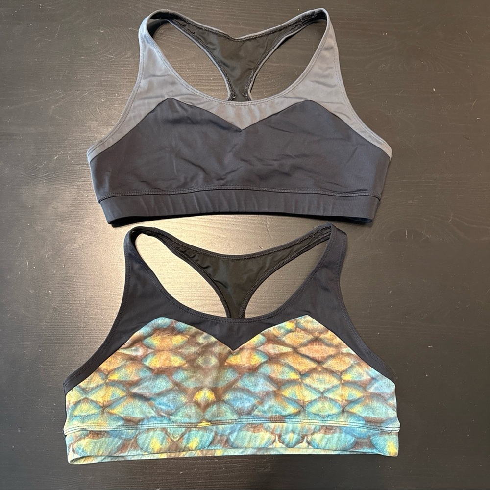 JOLYN Clothing Sports Bras (Forest) Size Large - Black and Mermaid